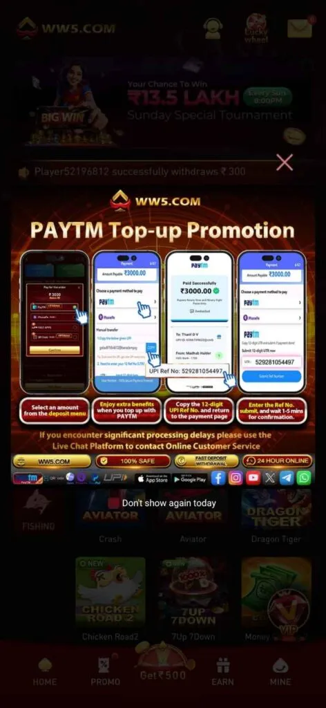 WW5 Game App Real Cash Game India, fastest earning app 2025, mobile money game, instant withdrawal.